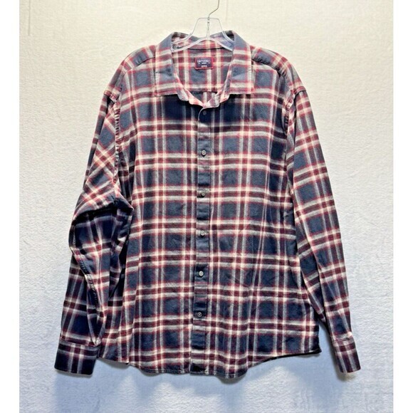 Untuckit Blue Plaid Long Sleeve Button Down Flannel Shirt Sz.  XXXLC 37"Sleeve - Picture 1 of 5